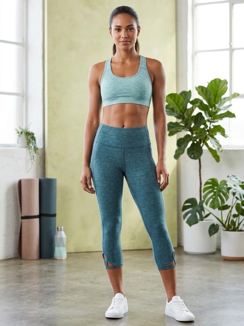 Old Navy Teal High-Rise Capri Leggings